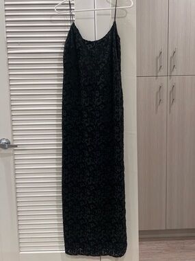 VINTAGE Laundry by Shelli Segal Black Velvet Burnout Cowl Back Maxi Gown